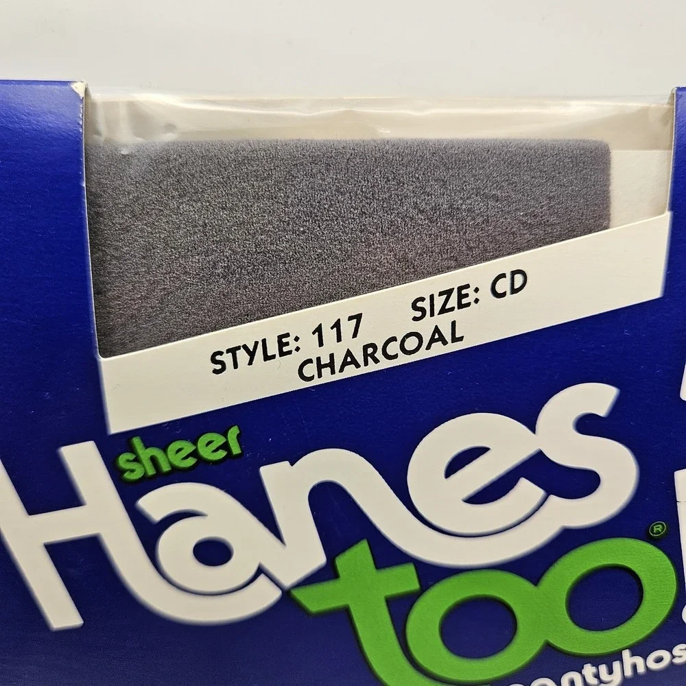Hanes Too! Sandalfoot Sheer Nylon Pantyhose Charcoal 117 Comfort USA Size CD